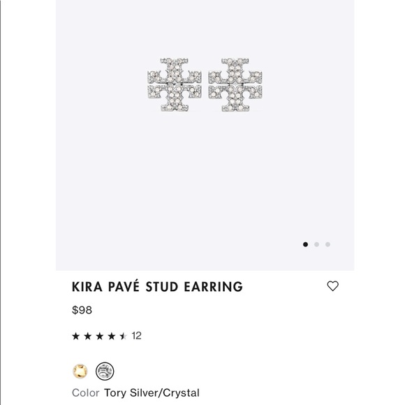 Tory Burch KIRA PAVÉ STUD EARRING Silver/Crystal - Picture 4 of 7